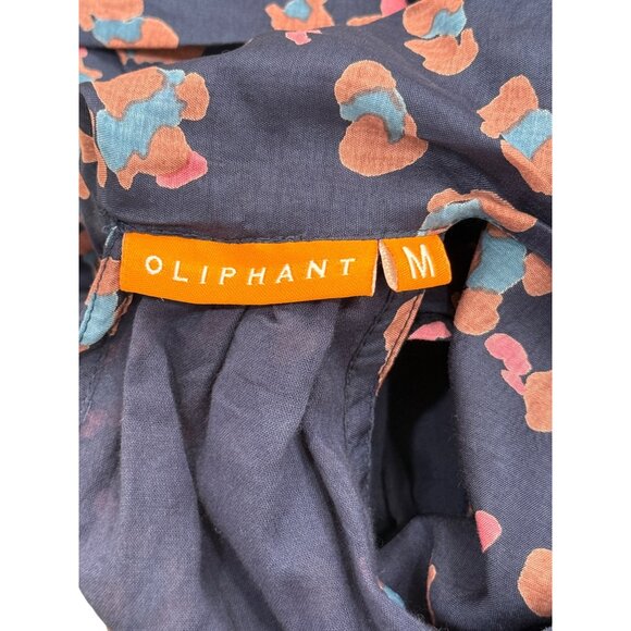 Oliphant Womens Sleeveless Floral Halter Top With Bow Tie Neck Navy Blue Size M - Picture 4 of 8